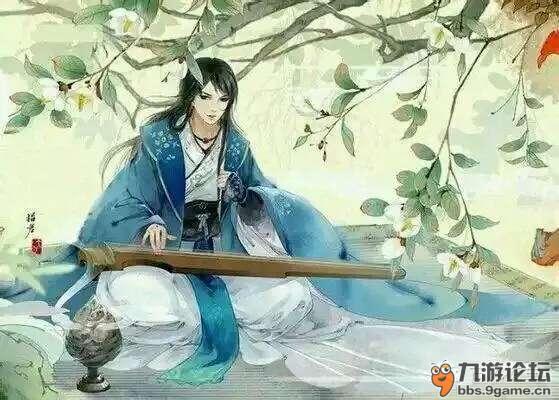 古风图一些弹琴的美男插画