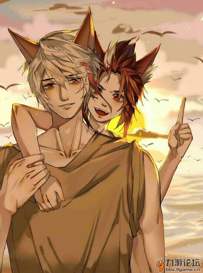 同人手绘夏日泳装play阿轲与高渐离太有爱了