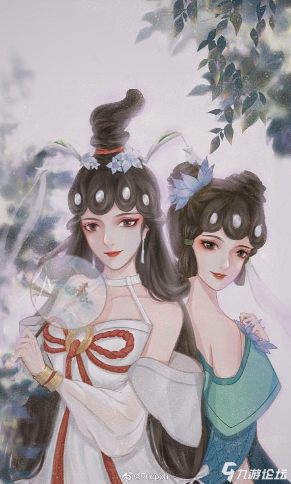 大乔小乔壁纸——青蛇白蛇,守望着天空,大海和你的回