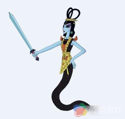 蛇精为万年美女蛇所化,身有如意,魔镜和刚柔阴阳剑等众多法宝,其妖法